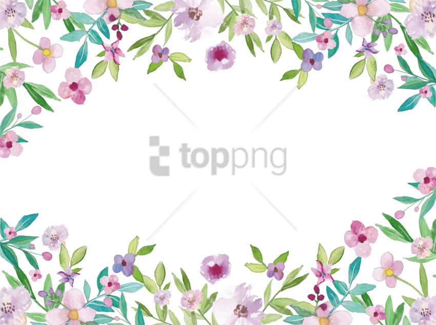 Free Png Watercolor Flower Border Png Image With Transparent - Watercolor Floral Border Png (850x633), Png Download