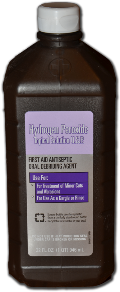 Hydrogen Peroxide Large Quart Equimedic Usa Inc Netflix - Hydrogen Peroxide Bottle Transparent (518x1024), Png Download