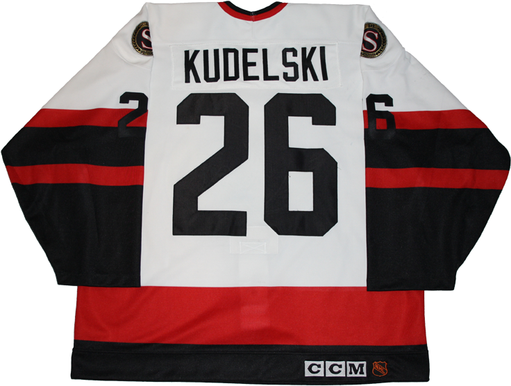 1992-93 Marc Fortier Bob Kudelski Ottawa Senators Game - Ottawa Senators Game Worn Jersey Phillips (750x563), Png Download