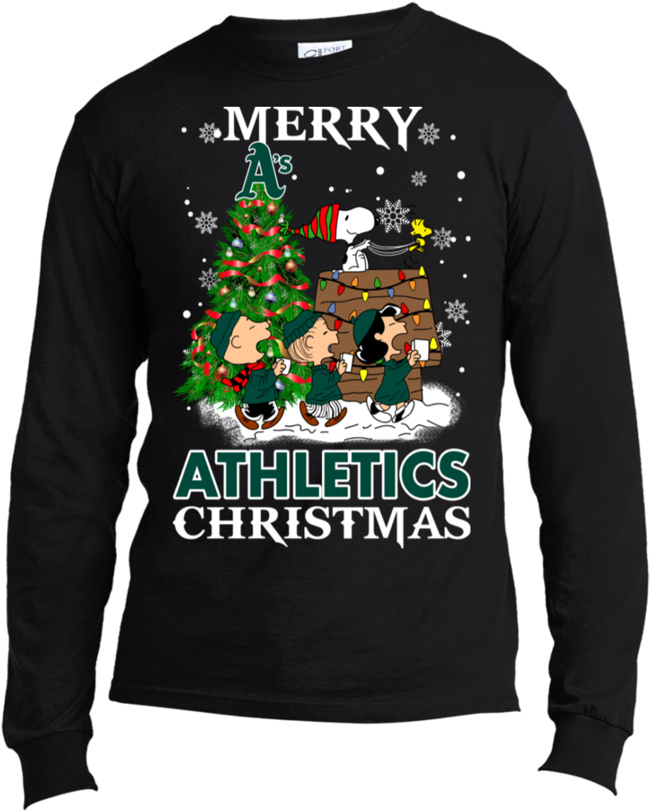 Merry Oakland Athletics Christmas Snoopy Ugly Sweater (1155x1155), Png Download