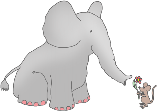 Image Freeuse Library Color Elephant Pencil And In - Elephant And Mouse Drawing (654x520), Png Download