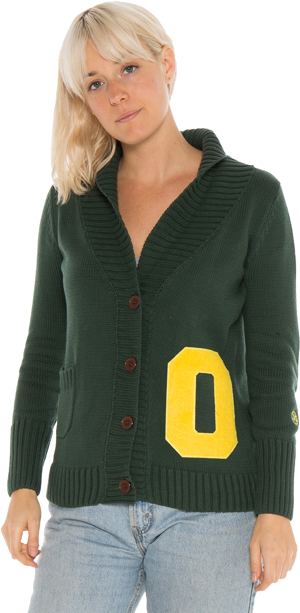 University Of Oregon Ducks Women's Letterman Cardigan - Cardigan (853x1280), Png Download