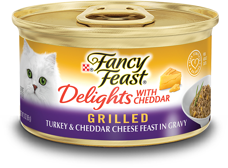 Delights With Cheddar Grilled Turkey & Cheddar Cheese - Fancy Feast Wet Cat Food (1000x600), Png Download