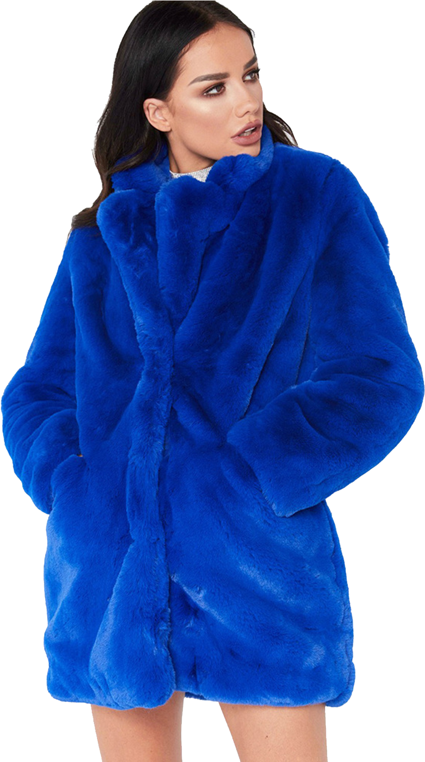 Womens Blue Fur Coat (1100x1500), Png Download