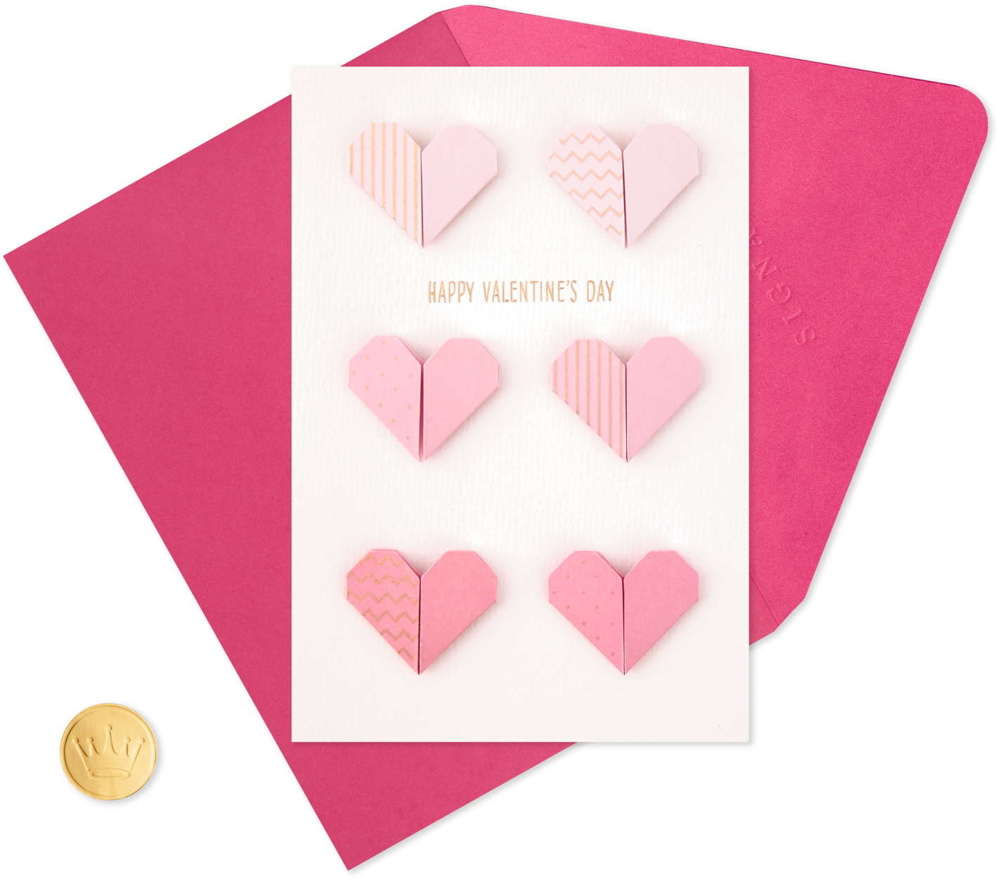 Folded Hearts Valentine's Day Card For Anyone - Heart (1470x1470), Png Download