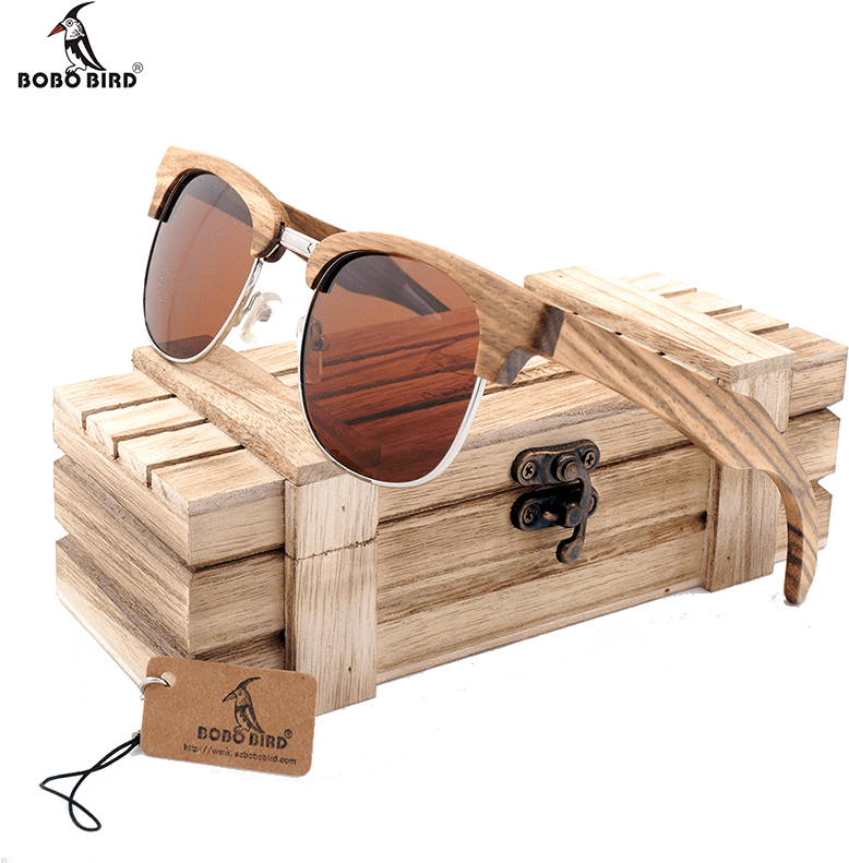 Bobo Bird Vintage Club Semi-rimless Wood Sunglasses - Lunettes Bois (800x800), Png Download