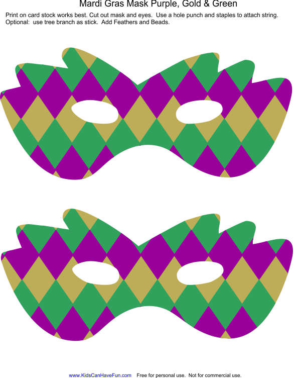Printable Mardi Gras Masks 139429 - Purple Mardi Gras Mask Template (590x752), Png Download