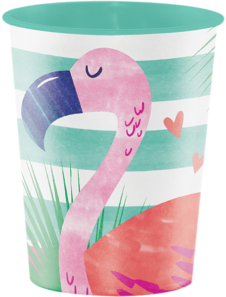 Flamingo 16 Oz Hard Plastic Keepsake Cup - Table-glass (600x600), Png Download