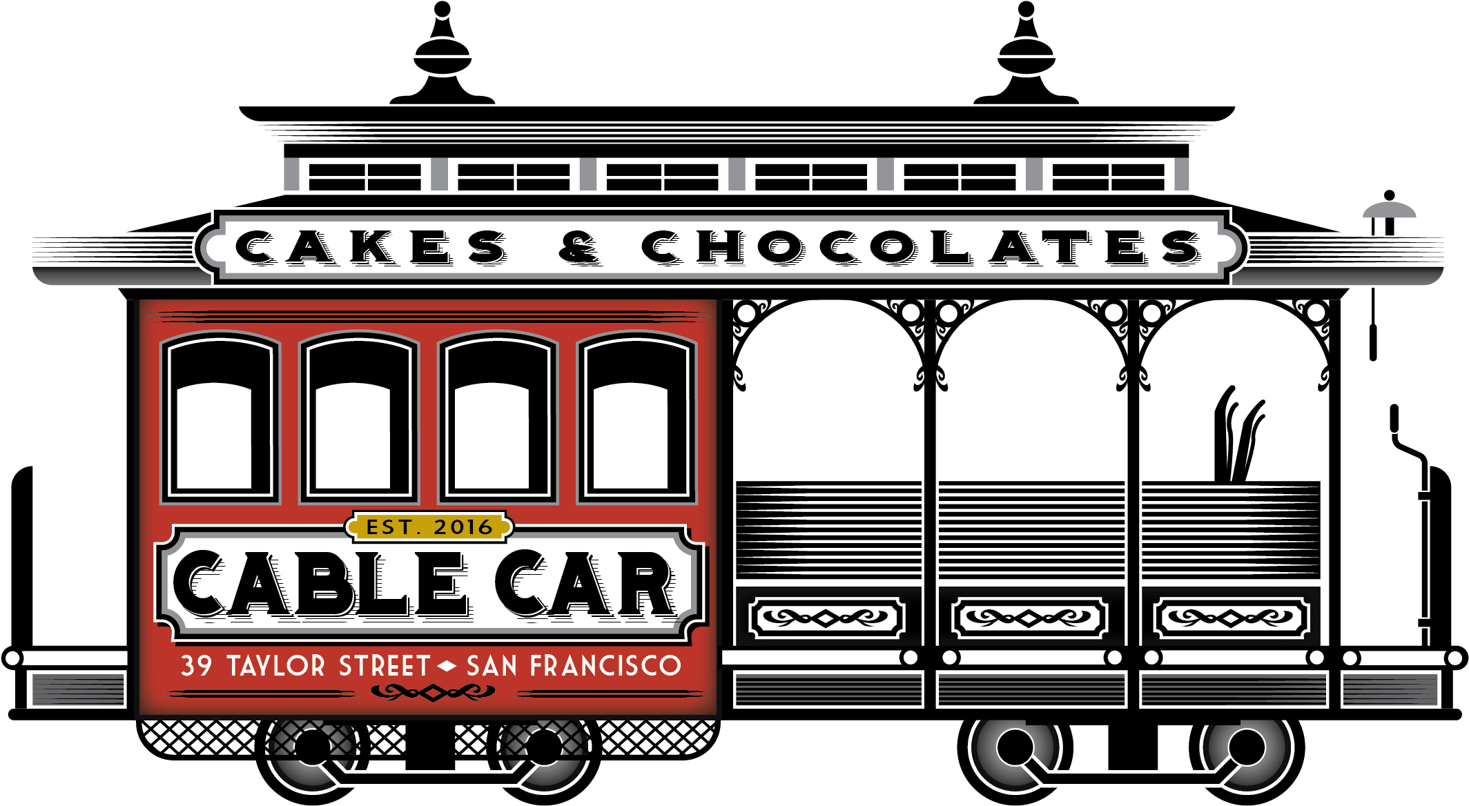 Cable Car Cakes And Chocolates - San Francisco Cable Car Clip Art (2383x1410), Png Download
