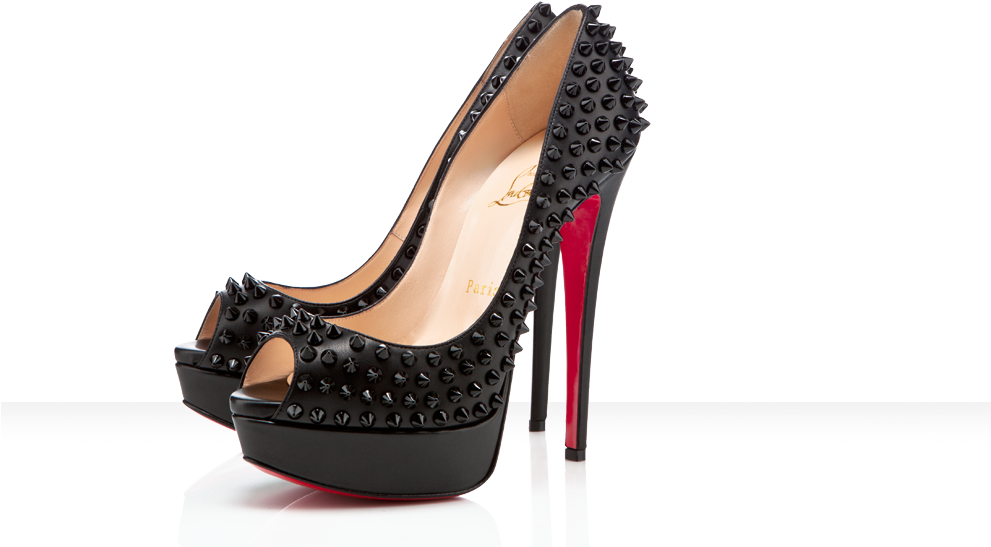 Is This Your First Heart - Christian Louboutin Lady Peep Black Spike (990x576), Png Download