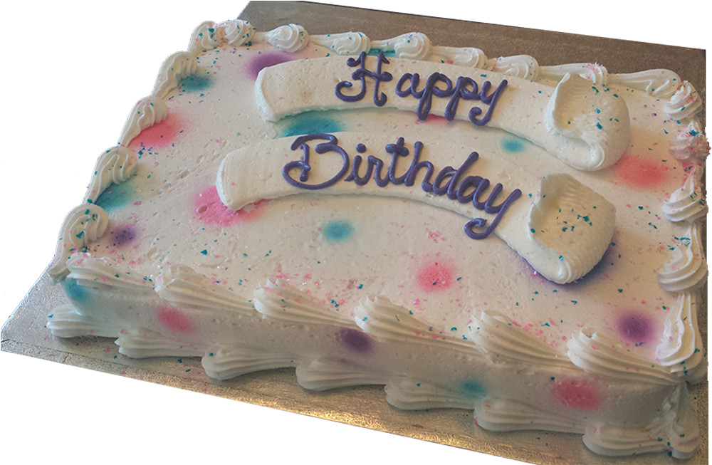 Polka Dot Banner Decorated Slab - Birthday Cake (1000x1000), Png Download