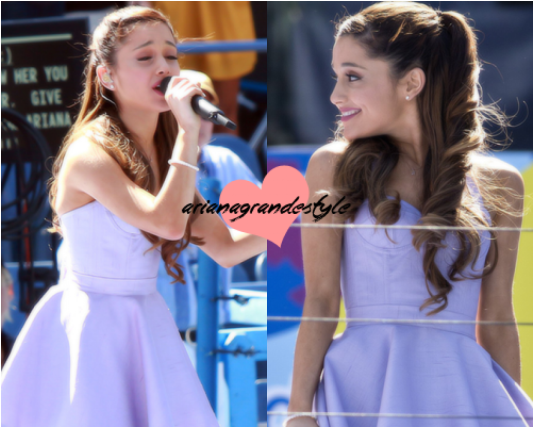 Ariana Grande Lavender Short Fit And Flare Party Red - Girl (532x800), Png Download