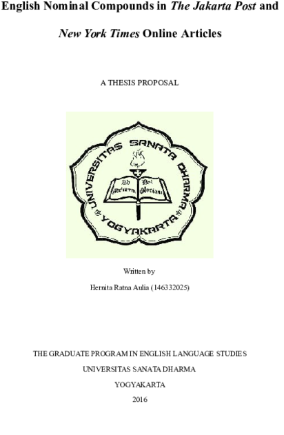 English Nominal Compounds In The Jakarta Post And New - Sanata Dharma University (600x776), Png Download