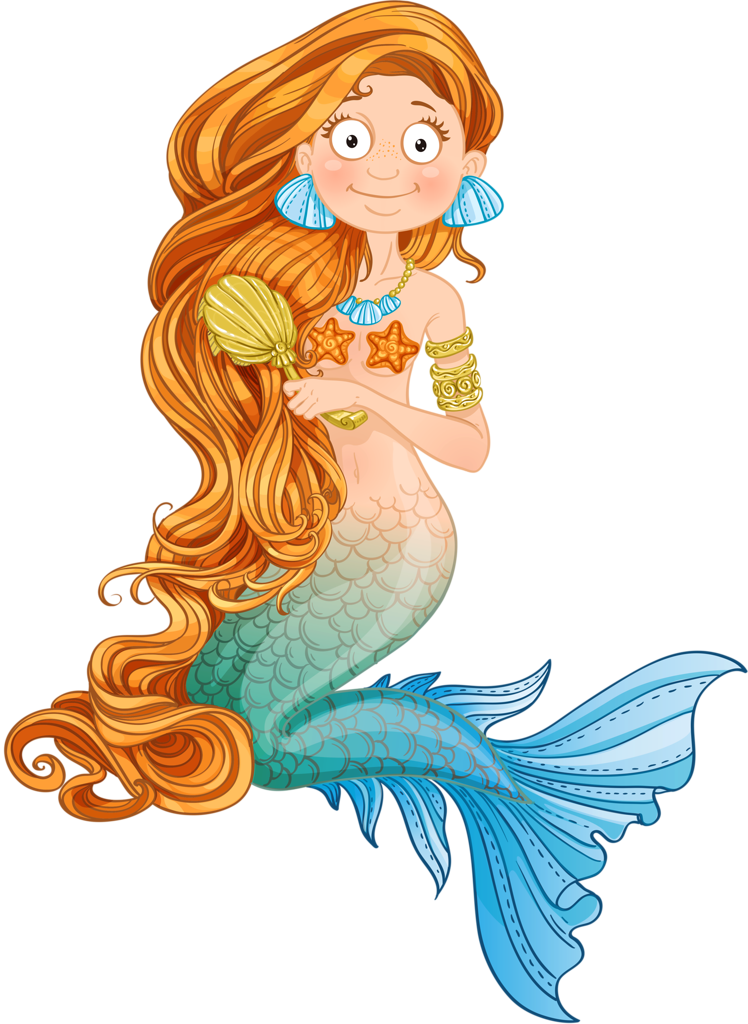 748 X 1024 2 - Mermaid Combing Hair (748x1024), Png Download