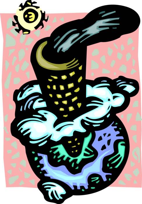 Vector Illustration Of Industrial Manufacturing Polluting - Illustration (488x700), Png Download