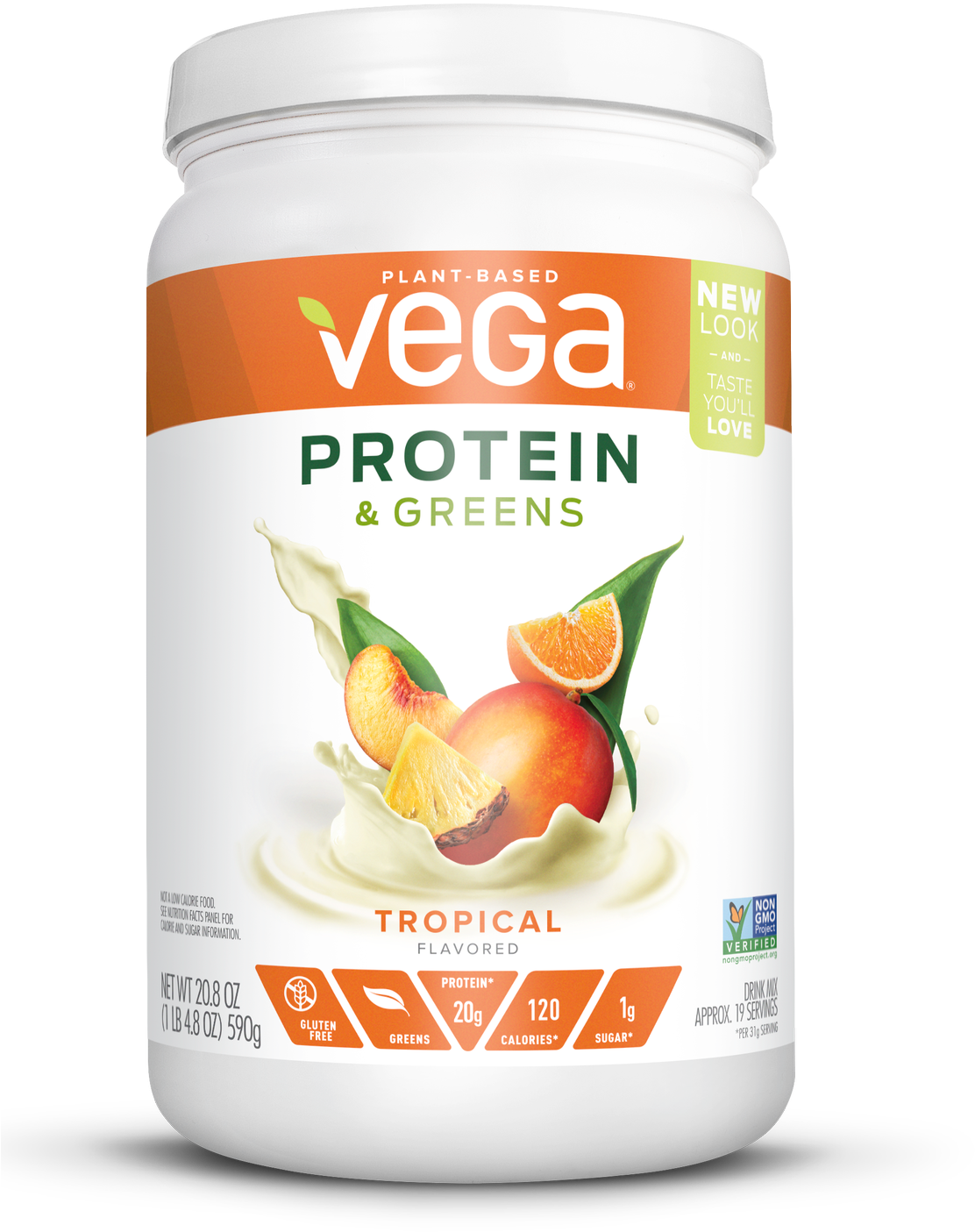 Vega Plant Protein & Greens Powder, Vanilla, 20g Protein, - Vega Protein And Greens (1111x1466), Png Download