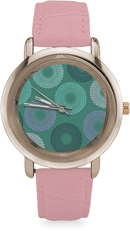 Teal Sea Foam Green Lace Doily Women's Rose Gold Leather - Watch (800x800), Png Download