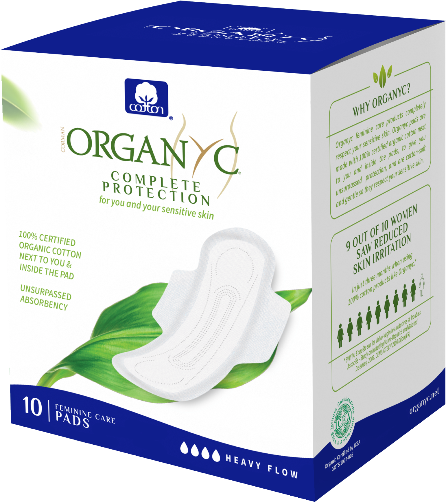 Organyc Certified Organic Cotton Feminine Pads Heavy - Box (2000x2000), Png Download