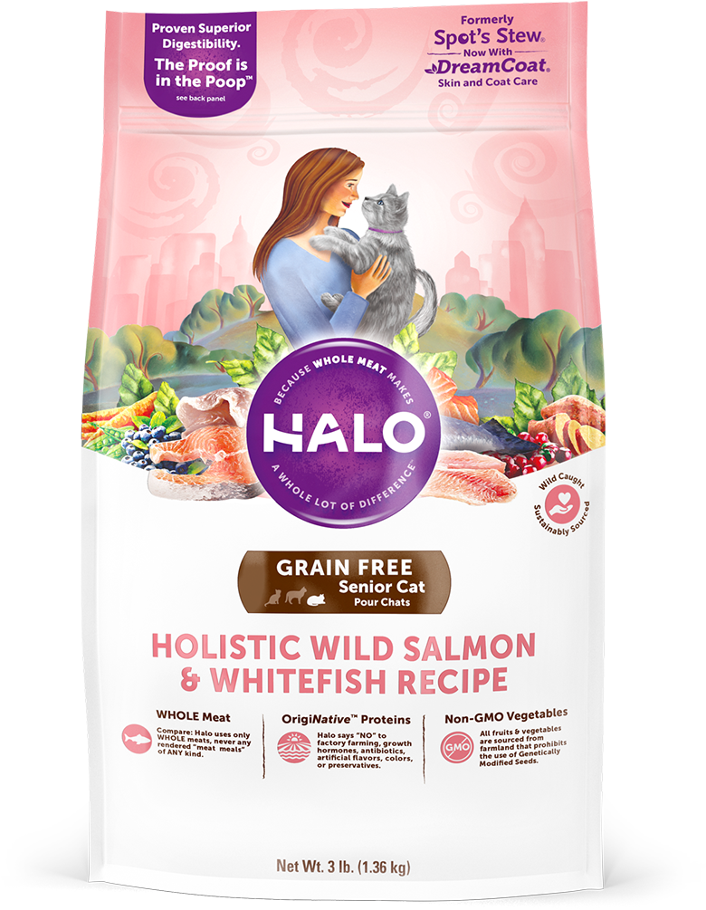 Halo Holistic Grain Free Wild Salmon And Whitefish - Halo Indoor Cat Food (800x1067), Png Download
