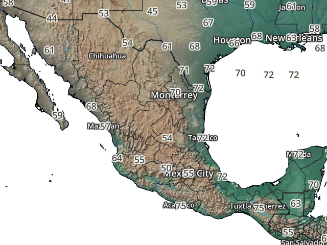 Mexico Temperatures Map - Gebirge Mexiko (640x480), Png Download