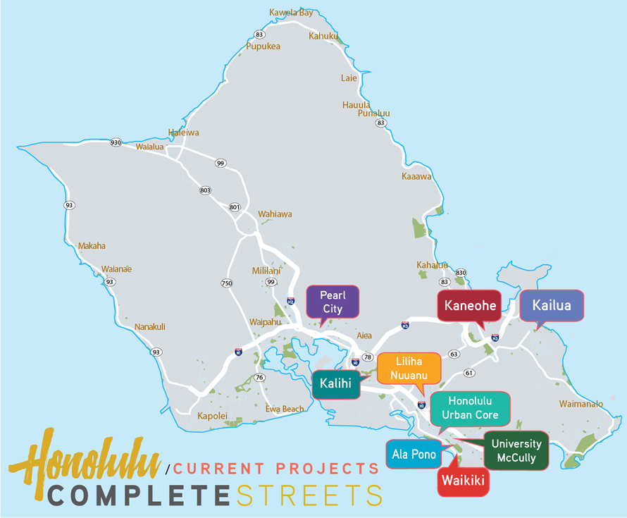 Streets Of Honolulu, Honolulu County, Hawaii, United - Map (890x735), Png Download