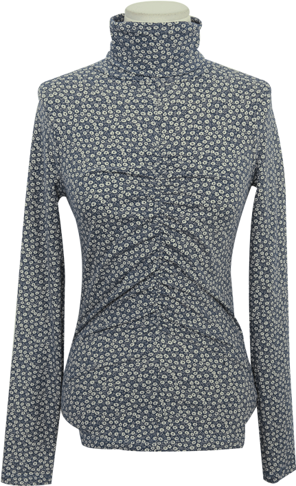 Turtleneck Floral Print - Jacket (800x800), Png Download