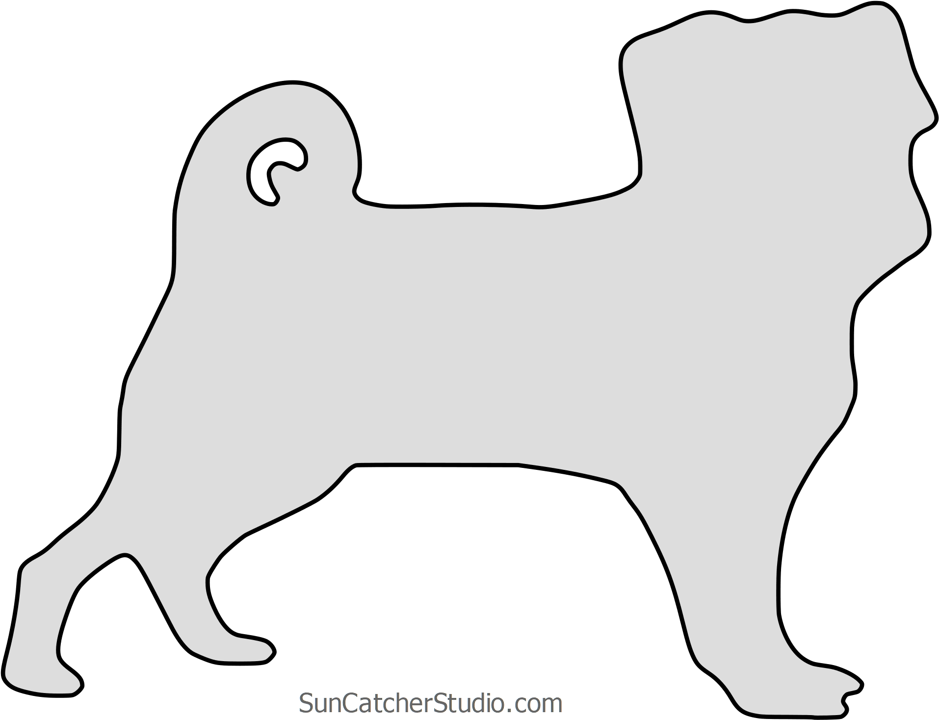 Free Pug Dog Breed Silhouette Pattern Scroll Saw Pattern, - Ancient Dog Breeds (2000x1553), Png Download