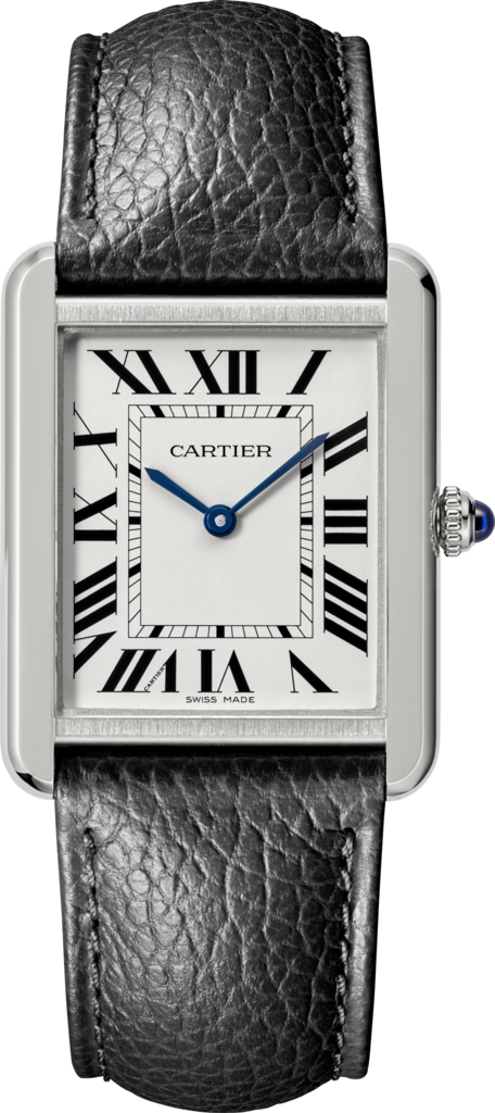 Tank Solo Watch Large Model, Steel, Leather - Cartier Tank Solo (456x1024), Png Download