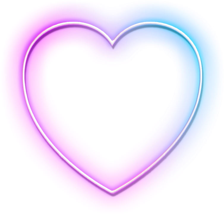 #neon #неон #heart #love #frame #4asno4i # - Heart (1024x1024), Png Download