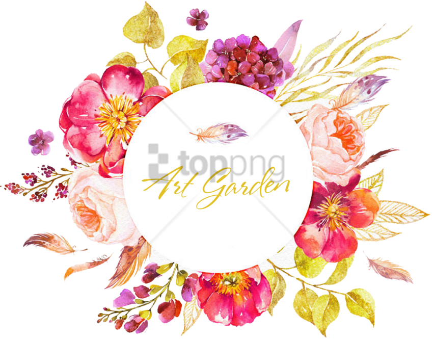 Free Png Watercolor Floral Circle Border Png Image - Цветы В Круге Png (850x667), Png Download