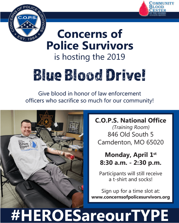 Give Blood In Honor Of Law Enforcement Officers Who - Concerns Of Police Survivors (612x787), Png Download