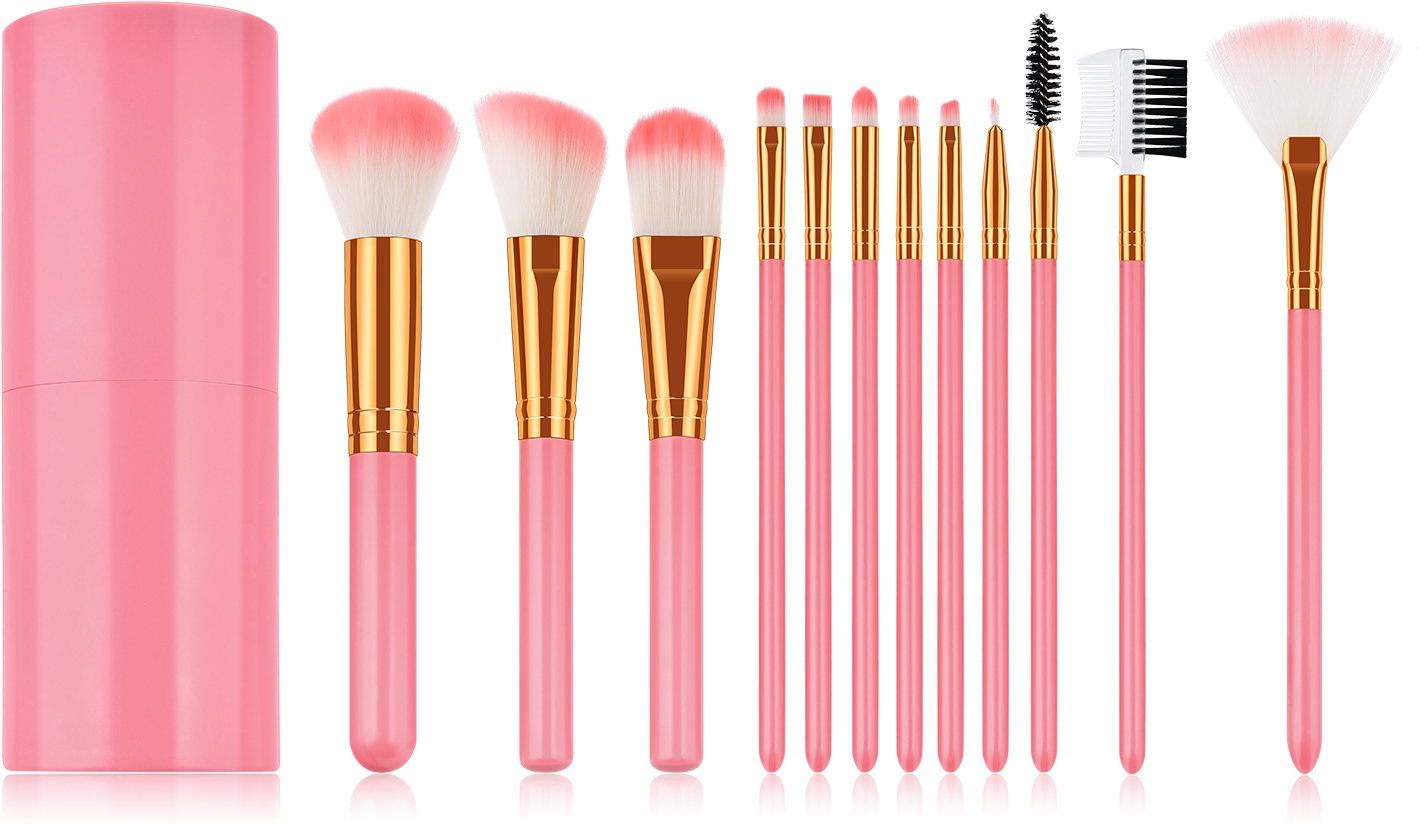 Glowii 12pcs Pink Makeup Brush - Makeup Brushes (1500x1500), Png Download