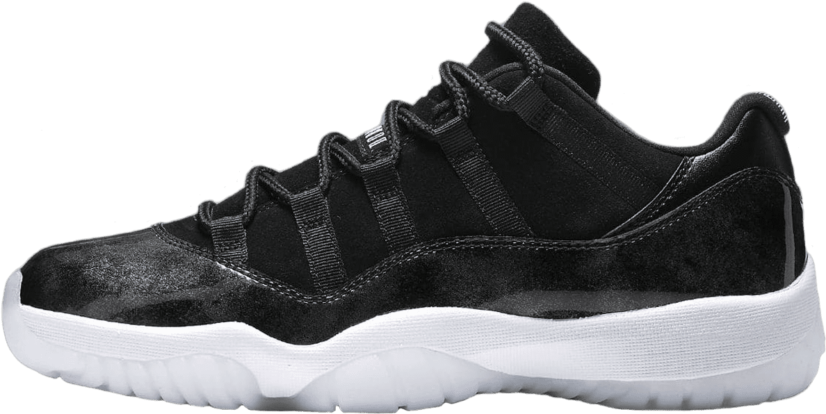 Nike Air Jordan 11 Retro Low Black / White / Silver - Black Barons Jordans (1200x1308), Png Download