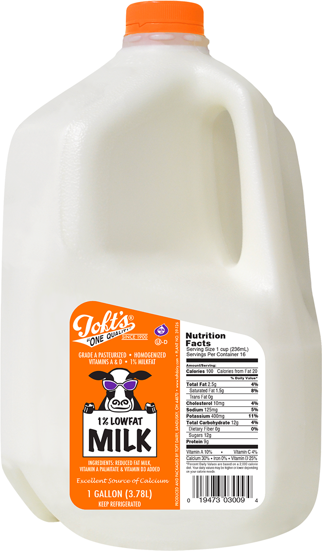 Toft's 1% Low-fat Milk, 1 Gallon - Rainbow Sherbet Ice Cream (750x1205), Png Download