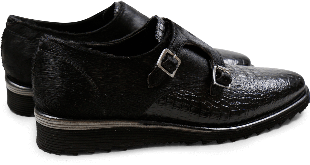 Monks Amy 1 Baby Croco Black Hair On Black Cut Angel - Slip-on Shoe (1024x1024), Png Download