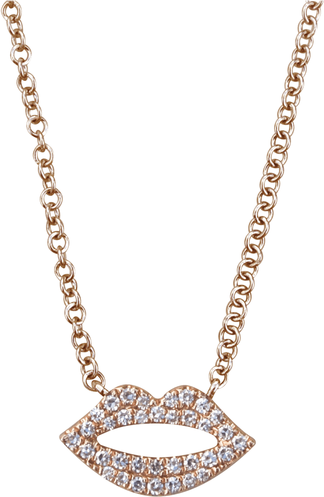 Lip Rose Gold And Diamond Necklace - Necklace (1352x1352), Png Download