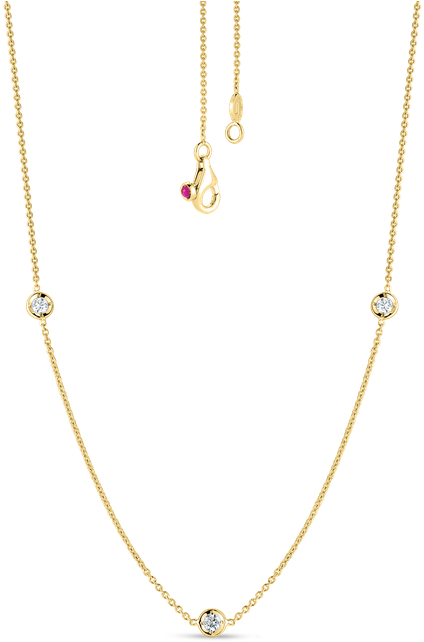 Roberto Coin Necklace With 3 Diamond Stations - Necklace (800x800), Png Download