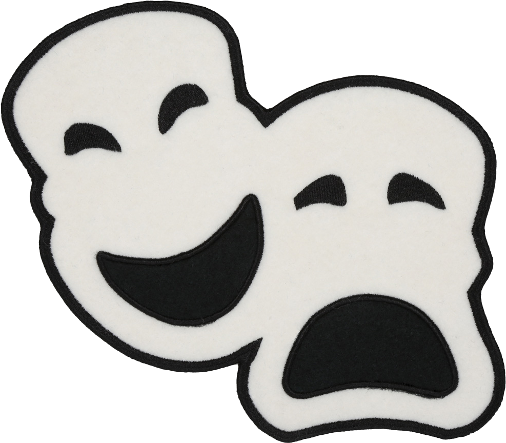 Pa313 White Drama Masks Patch Patch (1001x1001), Png Download
