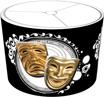 Gold Drama Masks Lampshade - Coffee Cup (674x516), Png Download