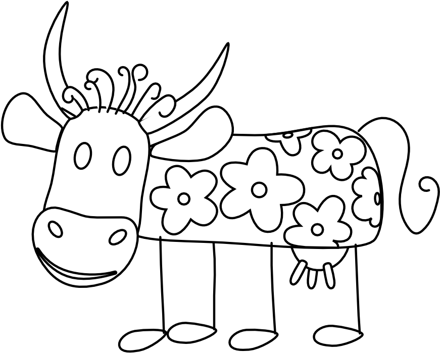 Cartoon Cows Black White Line 2 Coloring Book Colouring - Vacas Para Dibujar (999x832), Png Download