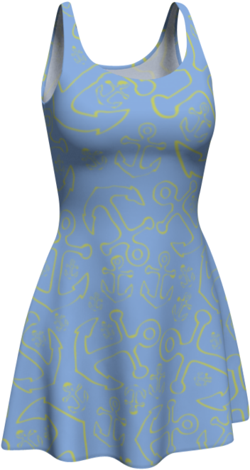 Anchor Dream Flare Dress - Blue (1024x914), Png Download