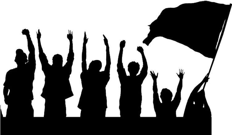 Campus-politics - People Rallying Silhouette (750x450), Png Download