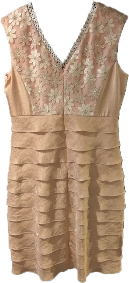 Gold Short Dress With Leaves And Lace - Cocktail Dress (960x960), Png Download