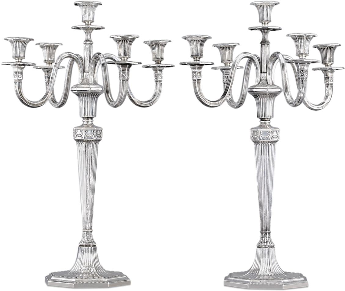German Silver Candelabra By Bruckmann & Söhne - Silver (1351x1080), Png Download