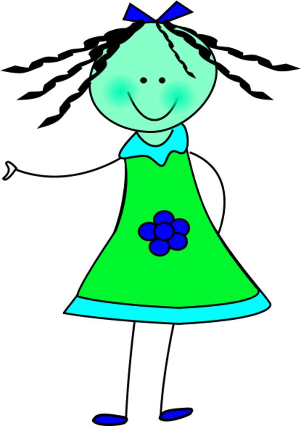 Vector Clip Art - Happy Girl Clipart Black And White (600x847), Png Download