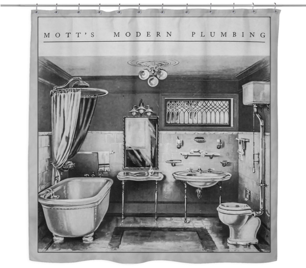Png Library Library Modern Plumbing Shower Curtain - Monochrome (600x600), Png Download