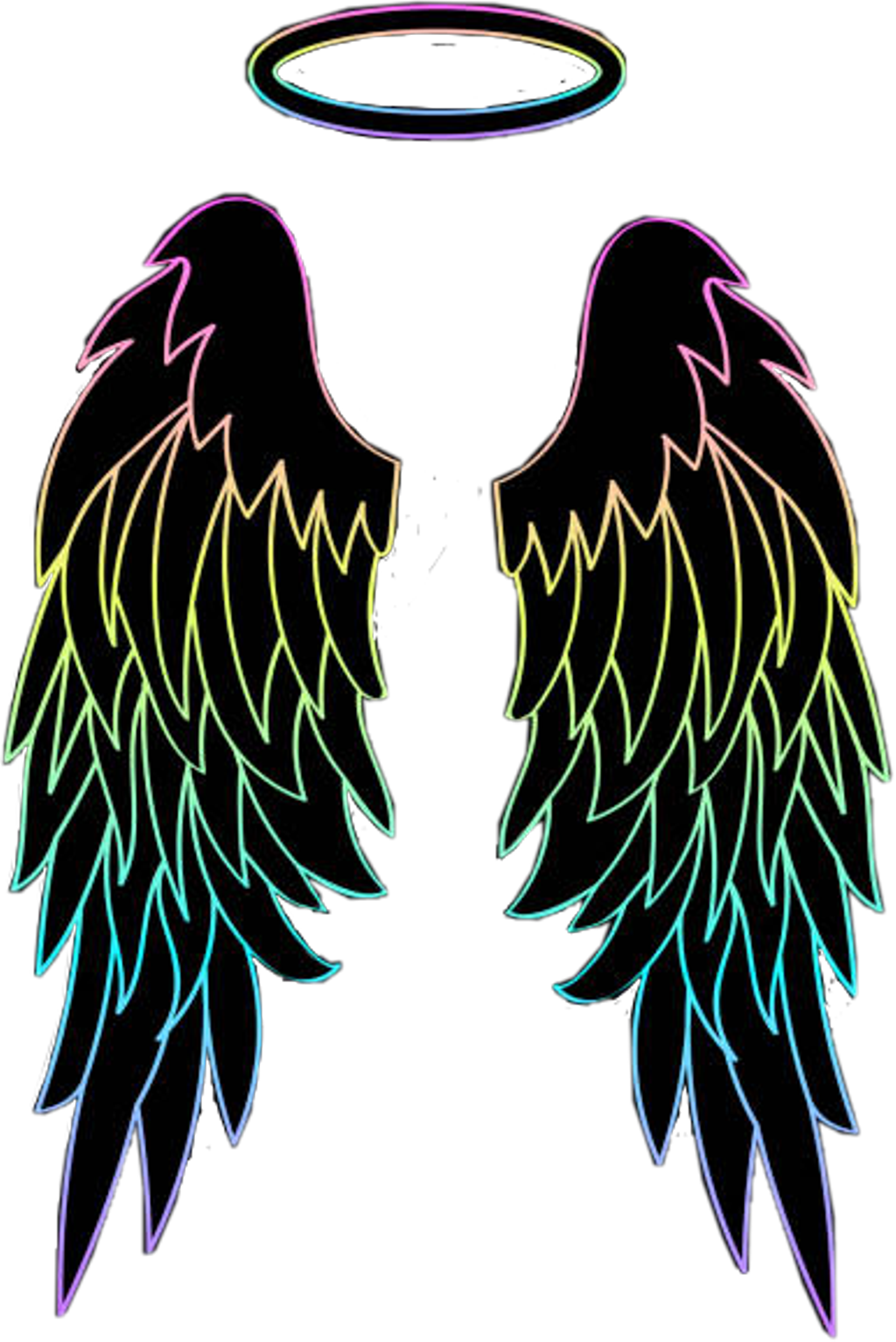 #wings #halo #rainbow #colors #angelwings #colorful (1024x1533), Png Download