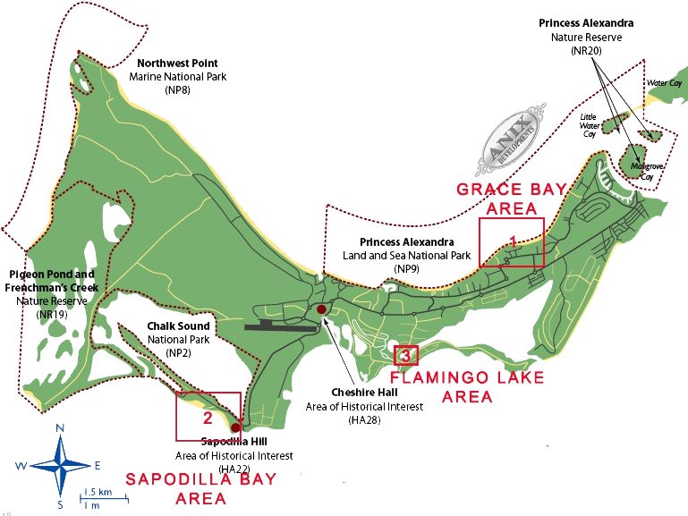 Airlocation - Turks And Caicos Map Providenciales (768x593), Png Download