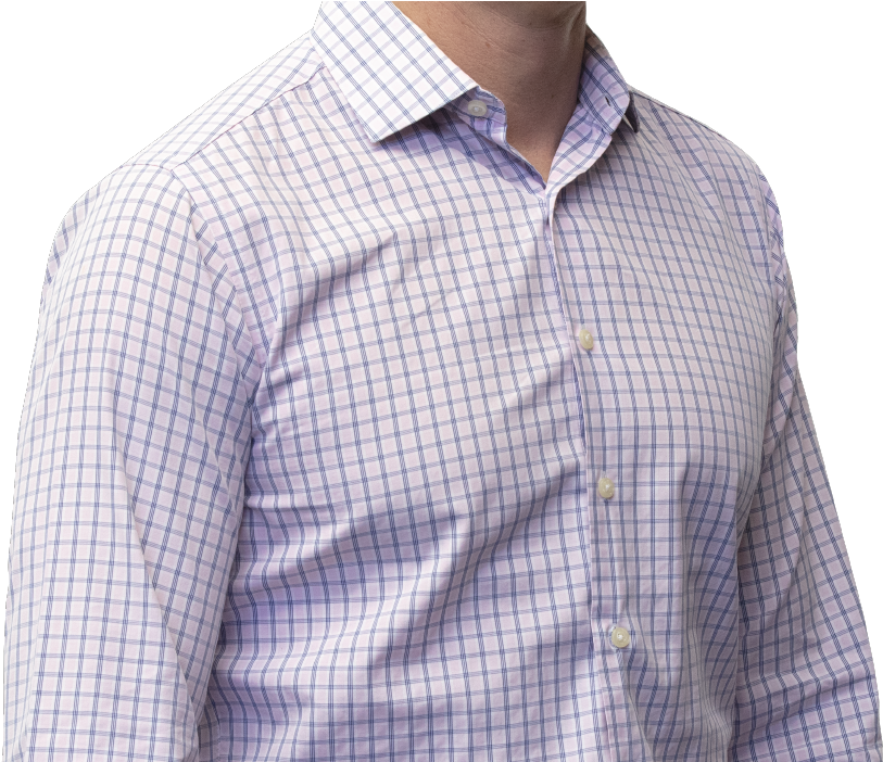 Pink Navy Check Shirt 120s Cotton - Formal Wear (985x701), Png Download