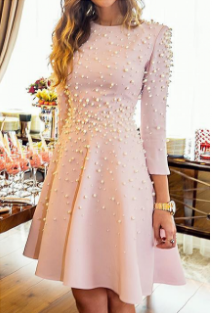 Pearl Detailed Pink Dress - Selma Cilek Inci Elbise (1000x1000), Png Download